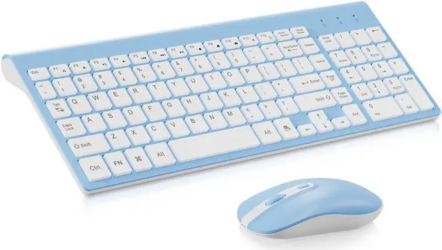 Main image of cimetech Wireless Keyboard and Mouse Combo, Compact Full Size Wireless Keyboard and Mouse Set 2.4G Ultra-Thin Sleek Design for Windows, Computer, Desktop, PC, Notebook - Baby Blue