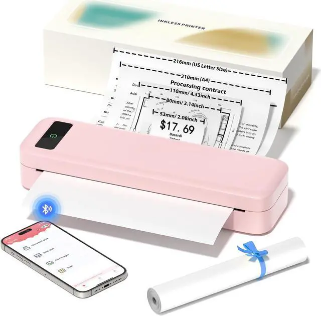 Main image of COLORWING Portable Printer Wireless for Travel, M835 Bluetooth Thermal Printer for iOS Android, 8.5" x 11" US Letter Mobile Printer for Laptop, Vehicle Home Use, School