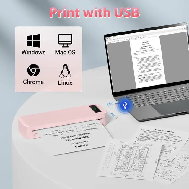 Alt view image 2 of 5 - COLORWING Portable Printer Wireless for Travel, M835 Bluetooth Thermal Printer for iOS Android, 8.5" x 11" US Letter Mobile Printer for Laptop, Vehicle Home Use, School