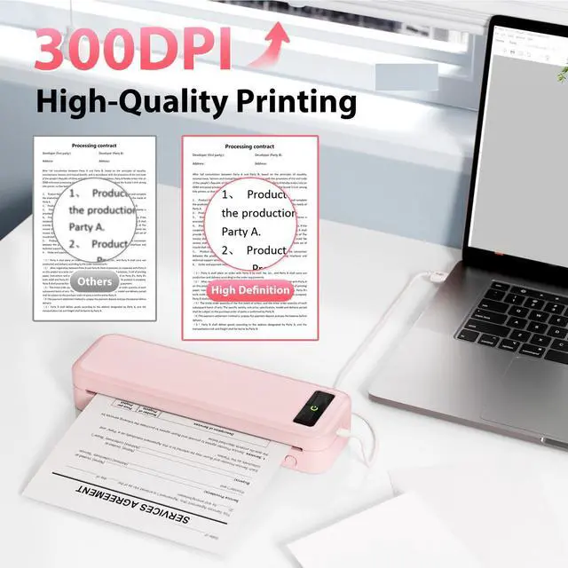 Alt view image 5 of 5 - COLORWING Portable Printer Wireless for Travel, M835 Bluetooth Thermal Printer for iOS Android, 8.5" x 11" US Letter Mobile Printer for Laptop, Vehicle Home Use, School