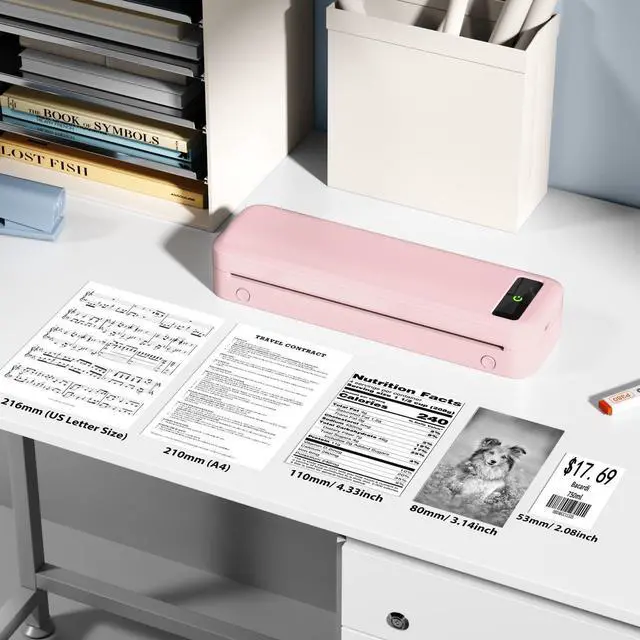 Alt view image 4 of 5 - COLORWING Portable Printer Wireless for Travel, M835 Bluetooth Thermal Printer for iOS Android, 8.5" x 11" US Letter Mobile Printer for Laptop, Vehicle Home Use, School