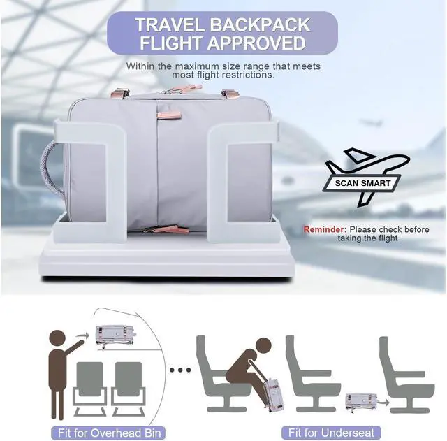 Alt view image 3 of 5 - coofay Travel Backpack For Women Airline Approved Carry On Backpack Flight Approved Waterproof Sports Luggage Backpack Casual Daypack Small Hiking Backpack