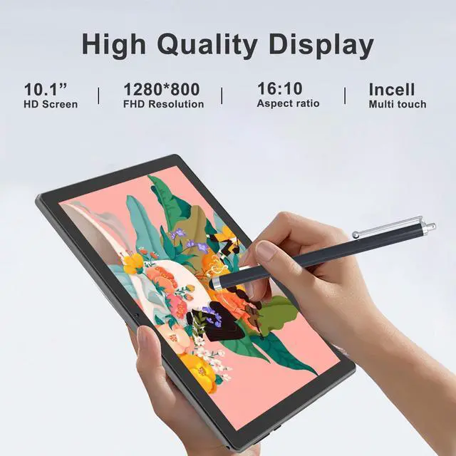 Alt view image 3 of 5 - Android Tablet 10 inch Tablets, 2 in1 Tablet with Keyboard Case Mouse Stylus, 8GB RAM 128GB ROM 1TB Expand, 2.0Ghz Quad-Core Processor, 5G Wi-Fi 6, Bluetooth 5.0, 6000mAh Battery, Dual Camera, GMS