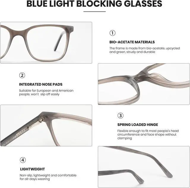 Alt view image 4 of 5 - Cyxus Square Blue Light Glasses Women Men Computer Glasses Anti Bluelight Blockers Fake Eyeglasses Gradient Frame 8227