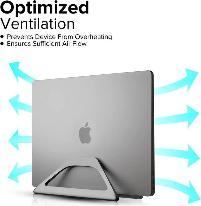 Alt view image 5 of 5 - Elestoria Vertical Laptop Stand Holder- Adjustable Laptop Holder Vertical fits All MacBook, Chromebook & Gaming Laptops - Grey