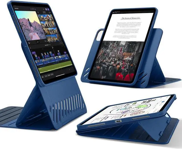 Main image of ESR for iPad Pro 11 Inch Case 2024 5th Generation (M4), Rotating Case with Removable Magnetic Cover, Adjustable Portrait/Landscape Stand with Raised Screen View, 9 Standing Angles, Shift Series, Blue