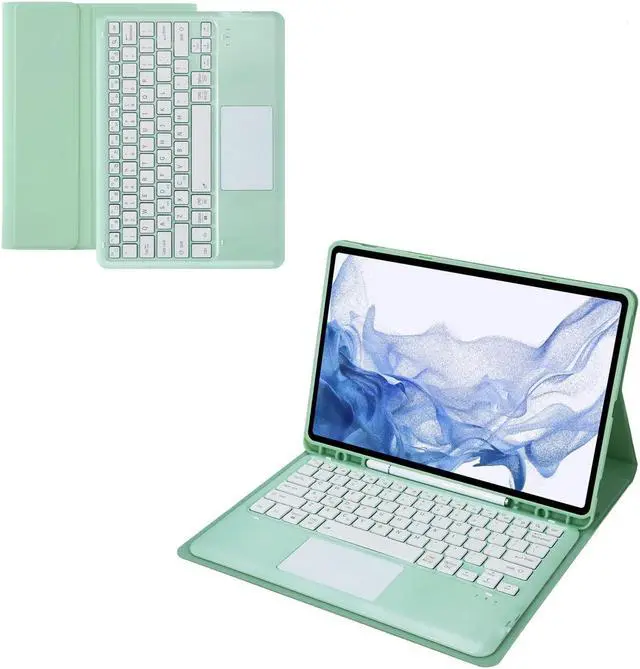 Alt view image 3 of 5 - Touchpad Keyboard Case for iPad (A16) 11th Generation 11 Inch 2025/10th Generation, Detachable Bluetooth Multi-Touch Trackpad Keyboard Cover with Pencil Holder, (Mint Green)