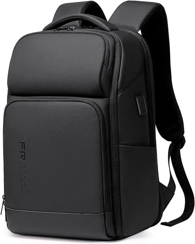 Main image of FENRUIEN Business Laptop Backpack 17 Inch, Water Resistant Computer Backpack with Charger, Black Travel Backpack Laptop Bag for Men