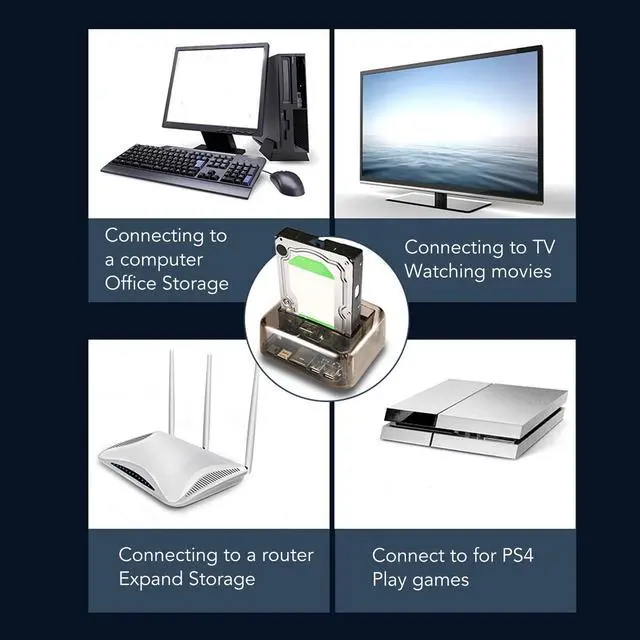 Alt view image 5 of 5 - Hard Drive Docking Station, USB 2.0 to IDE 6Gbps Plug and Play External Hard Drive Docking Station for 2.5 and 3.5 Inch SSD (US Plug)