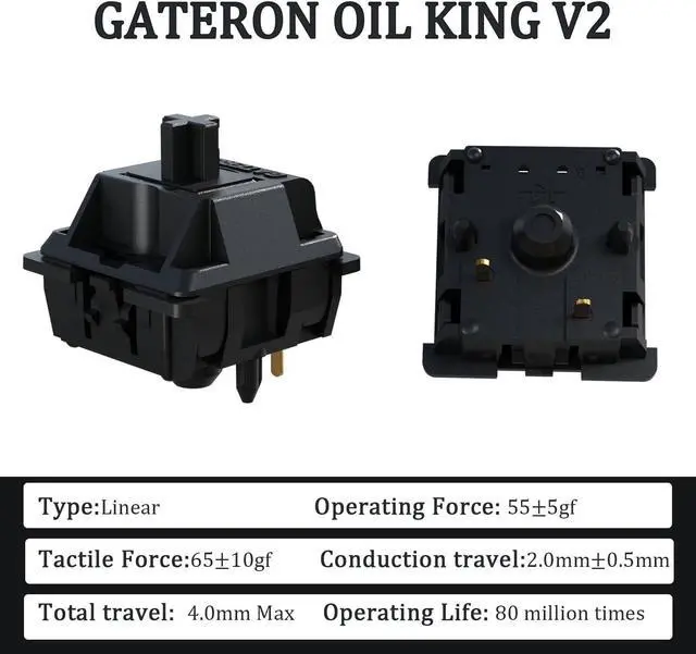 Alt view image 2 of 5 - Mciepny Gateron Oil King V2 Linear Keyboard Switch,5 Pin 55gf Pre-lubed Switches for Mechanical Gaming Keyboard(108pcs,Oil King)