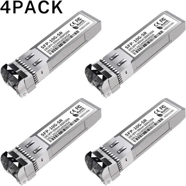 Alt view image 2 of 5 - 4Pack 10G SFP+ LC Module, 10GBase-SR Multi-Mode Ethernet Transceiver, 850nm MMF up to 400m  Compatible with Cisco, Meraki, Ubiquiti, Mikrotik, Netgear, HPE, TP-Link, Aruba and More