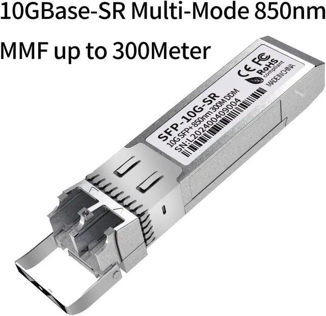 Alt view image 3 of 5 - 4Pack 10G SFP+ LC Module, 10GBase-SR Multi-Mode Ethernet Transceiver, 850nm MMF up to 400m  Compatible with Cisco, Meraki, Ubiquiti, Mikrotik, Netgear, HPE, TP-Link, Aruba and More