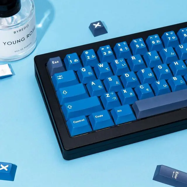 Alt view image 3 of 4 - GEKUCAP Blue Japanese Keycaps 129 Keys, Minimalist Style Custom Keycap Dye Sublimation PBT Keycaps Cherry Profile Keyboard Keycaps Set for Cherry Gateron MX Switches Mechanical Keyboards
