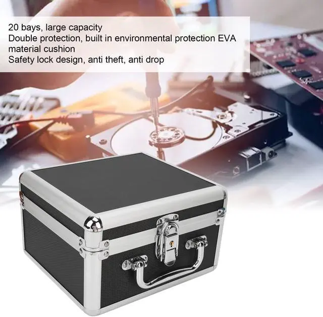 Alt view image 2 of 5 - 2.5In Hard Drive Storage Box, 20 Bays Hard Drive Case Double Convenient Handle Hard Drive Case with Security Lock for Home Office