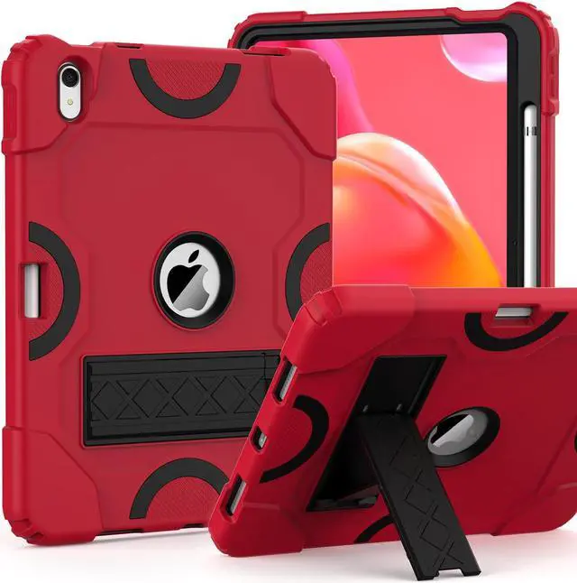 Main image of Grifobes for iPad 11-inch (A16) 2025 / 10th Generation Case 10.9 inch 2022, iPad 11th / 10th Case with Pencil Holder Heavy Duty Rugged Protective Cover with Kickstand for Girls Kids Red+Black