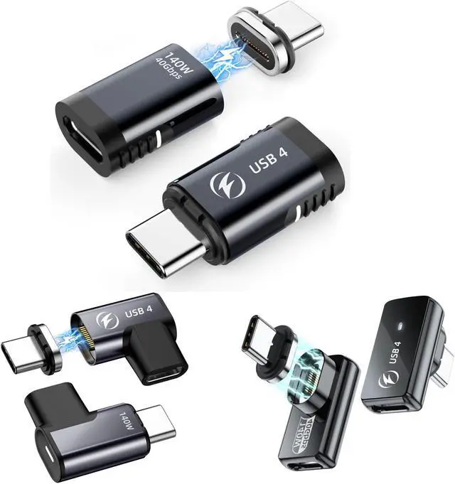 Main image of HanCenDa 140W Magnetic USB C Adapter 8Pack, 180 Degree USB C Magnetic Adapter 40Gbps Magnetic Adapter Support 8K@60Hz Video Display for Thunderboard 4/3 MacBook Pro/Air and More Type C Devices