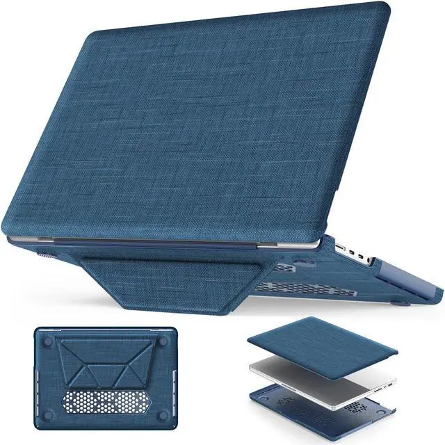 Main image of HXCASEAC Case Compatible with MacBook Pro 16 inch Case 2024 2023 2022 2021 with Foldable Stand, Anti-Scratching Protective Cover (M4 M3 M2 M1) A3186, A3403, A2991, A2780, A2485 Fabric, Navy