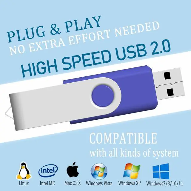 Alt view image 4 of 5 - JBOS 20-Pack 512MB USB Flash Drives, USB 2.0, Mix (20pcs) Colors, Foldable, High Speed, Compatible with Windows & Mac