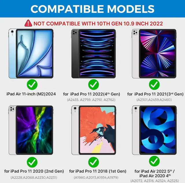 Alt view image 2 of 5 - iPad Air 11 inch Keyboard Case (M3/M2) 2025/2024, Air 5th/4th 10.9 & Pro 11 (4th/3rd/2nd/1st Gen), Rainbow Colors Backlit with Trackpad Keyboard, Magnetic Floating Cantilever Stand, Auto Sleep/Wake