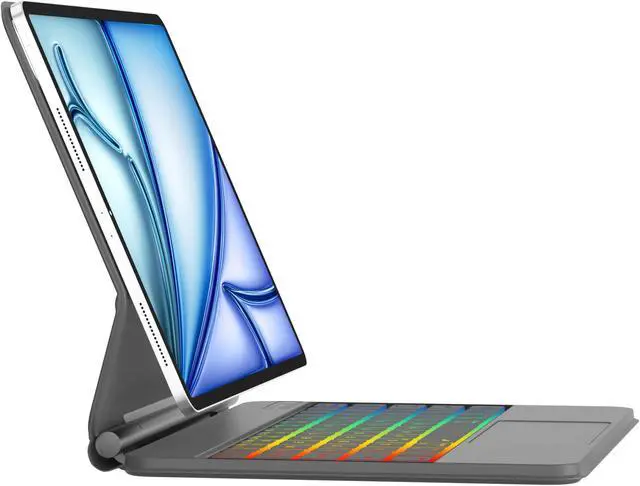 Main image of iPad Air 11 inch Keyboard Case (M3/M2) 2025/2024, Air 5th/4th 10.9 & Pro 11 (4th/3rd/2nd/1st Gen), Rainbow Colors Backlit with Trackpad Keyboard, Magnetic Floating Cantilever Stand, Auto Sleep/Wake