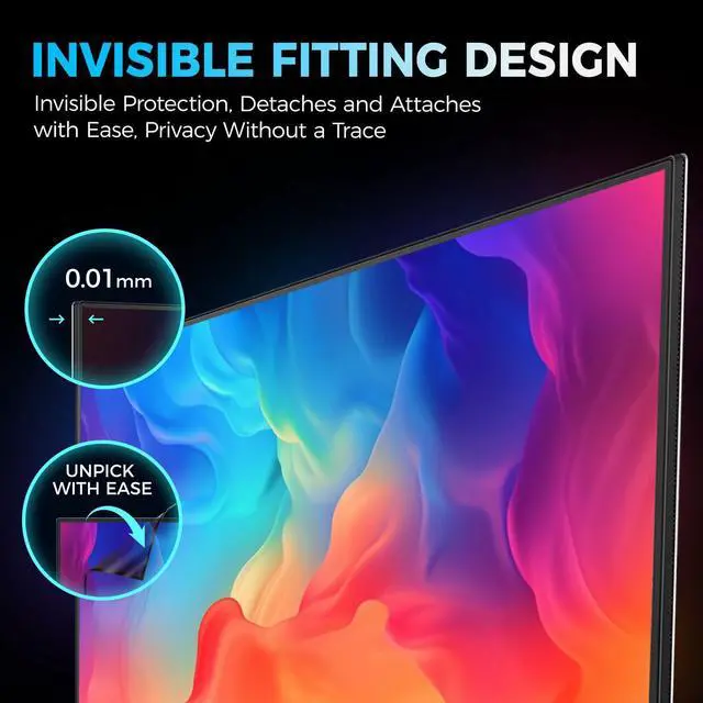 Alt view image 3 of 5 - JEAPKA Hidden Design Magnetic Computer Privacy Screen Filter 27 inch for Frameless Monitor 16:9 Widescreen, Removable Anti Blue Light Privacy Shield, Anti-Glare Protector
