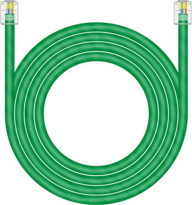 Main image of NECABLES CAT5E RJ11 Data Cable DSL Cable 75ft Heavy Duty High-Speed for DSL Modem UTP Compatible with ATT RJ11 6P4C Male to Male Green - 75 Feet