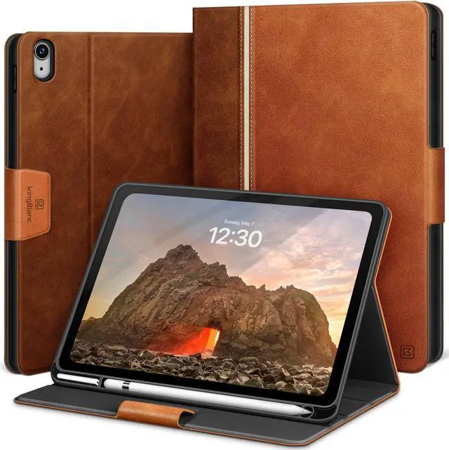 Main image of KingBlanc Case for iPad (A16) 11th Generation 11 Inch 2025, iPad 10th Generation 10.9" 2022 with Pencil Holder, Vegan Leather Protective Stand Cover, Auto Sleep Wake, Multi-Angle Viewing/Typing, Brown