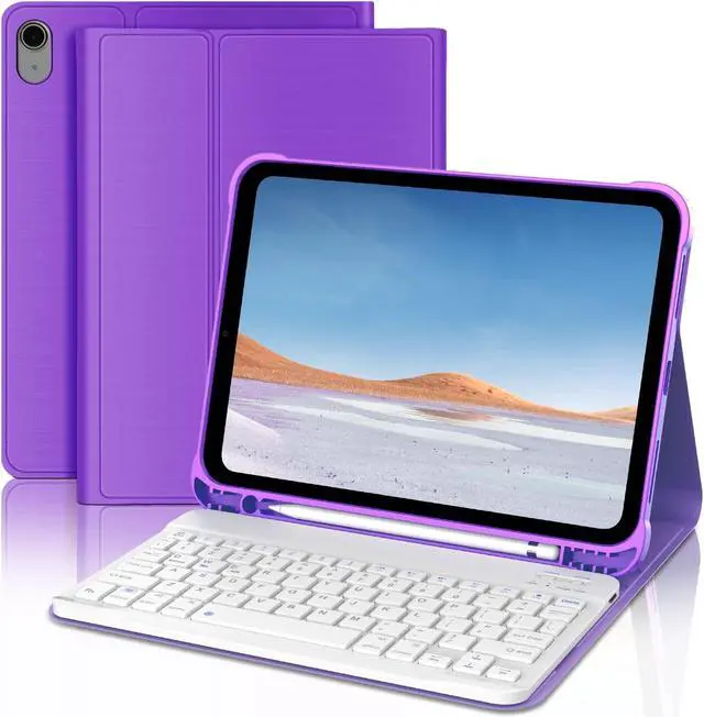 Main image of KVAGO for iPad (A16) 11th Generation Case with Keyboard, Smart Stand Folio Detachable Bluetooth Keyboard Cover with Pencil Holder for iPad 11-inch A16 2025 10th Gen 10.9 Inch 2022 (Dark Purple)
