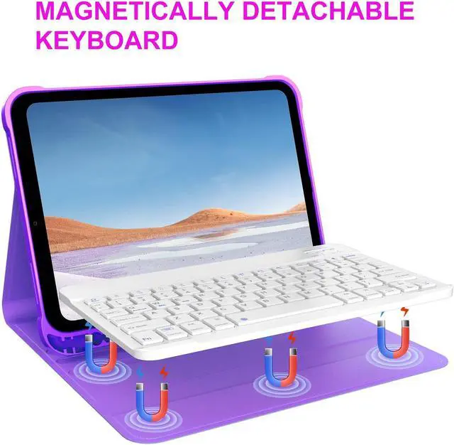 Alt view image 5 of 5 - KVAGO for iPad (A16) 11th Generation Case with Keyboard, Smart Stand Folio Detachable Bluetooth Keyboard Cover with Pencil Holder for iPad 11-inch A16 2025 10th Gen 10.9 Inch 2022 (Dark Purple)