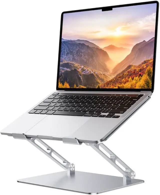Main image of Orlian Foldable Aluminum Laptop Stand for 10-17.3" Laptops, Height Adjustable Portable Ergonomic Computer Holder, Space Saving Desk with Heat Dissipation. Compatible with MacBook/Dell/HP etc, Silver
