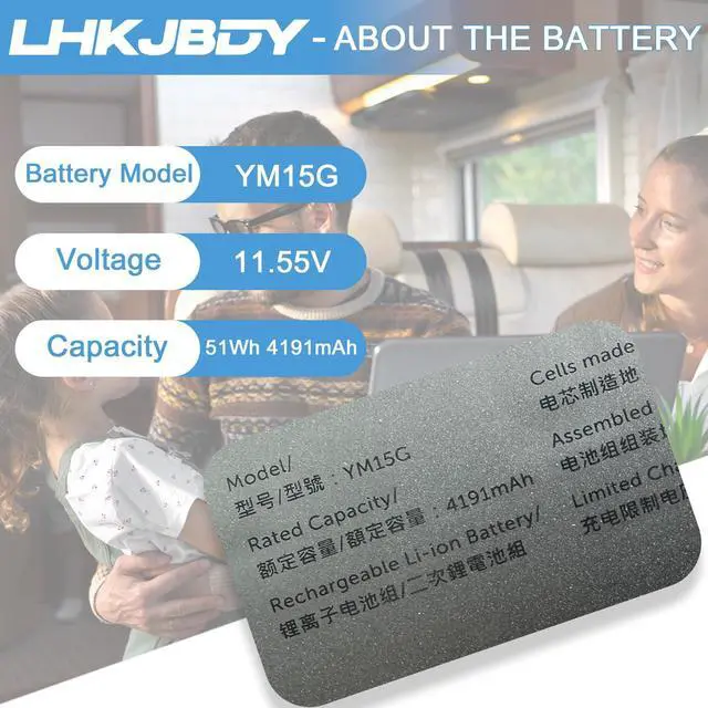 Alt view image 2 of 5 - LHKJBDY YM15G Laptop Battery Replacement for Dell XPS 9315 XPS 13 9315-P1708LTW 9315-D1705S 9315-C0NNP 9315-WP01KR Series Notebook W6D4H 0W6D4H G9FHC 0G9FHC 11.55V 51Wh 4191mAh