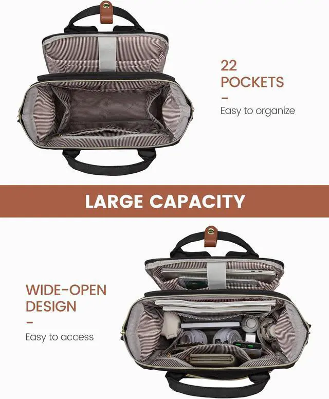 Alt view image 3 of 5 - LOVEVOOK Laptop Backpack for Women, 17.3'' Waterproof Nurse Bag Teacher Work Backpack Purse for Women, Travel Computer Backpack for College Office Business Ladies