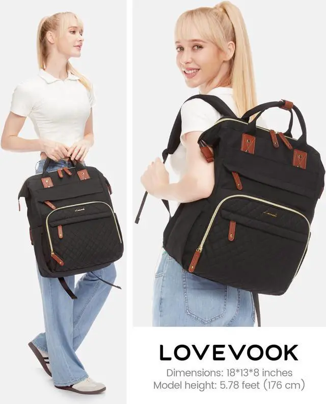 Alt view image 4 of 5 - LOVEVOOK Laptop Backpack for Women, 17.3'' Waterproof Nurse Bag Teacher Work Backpack Purse for Women, Travel Computer Backpack for College Office Business Ladies