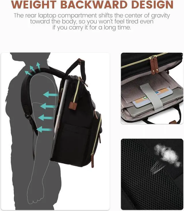 Alt view image 5 of 5 - LOVEVOOK Laptop Backpack for Women, 17.3'' Waterproof Nurse Bag Teacher Work Backpack Purse for Women, Travel Computer Backpack for College Office Business Ladies