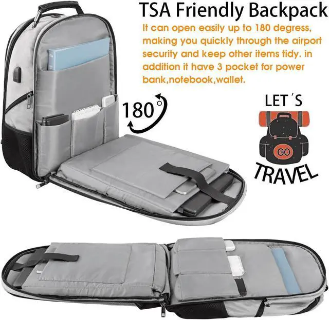 Alt view image 2 of 5 - LTINVECK Extra Large 50L Travel Laptop Backpack, Computer bag Backbag with USB Charging Port, TSA Friendly Durable Big RFID Heavy Duty Business Tech Backpack Fits 17 Inch Laptops for Men Women, Grey