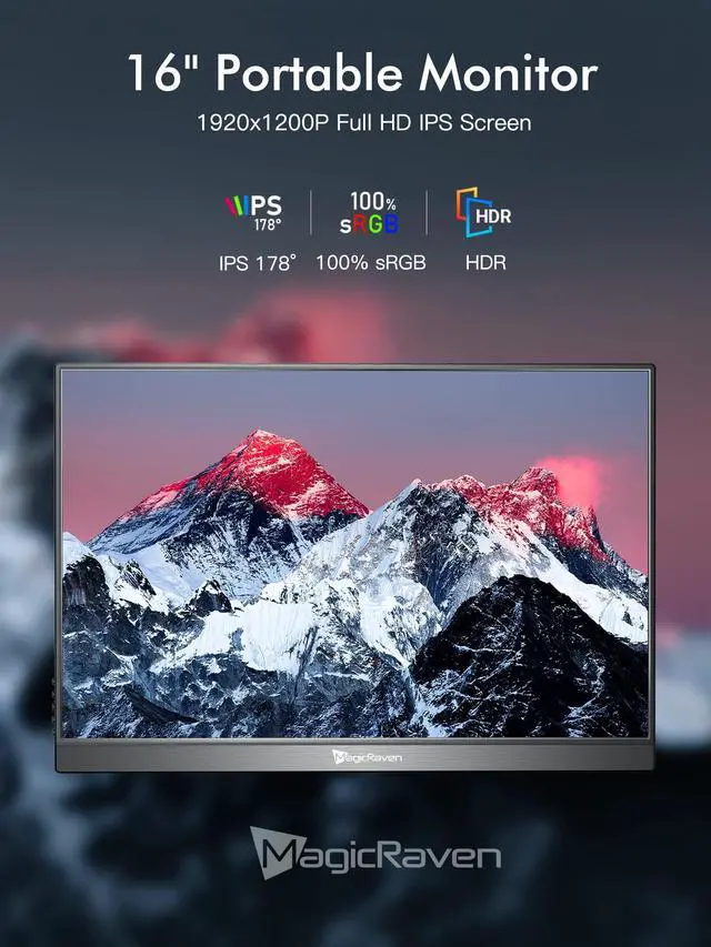 Alt view image 2 of 5 - MAGICRAVEN 16.0" 1200P 60Hz Portable Dual Monitor, Portable Laptop Monitor, Slim Lightweight Dual USB C HDMI Computer Monitor Gaming Display, Travel Monitor for PC Phone PS5/4 Xbox Switch