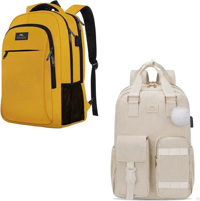 Main image of MATEIN Travel Laptop Backpack, Anti Theft College Traveling Backpack for Her Him with USB Charging Port, 15.6 Inch Cute Corduroy College Computer Backpack TSA Lightweight Soft Travel