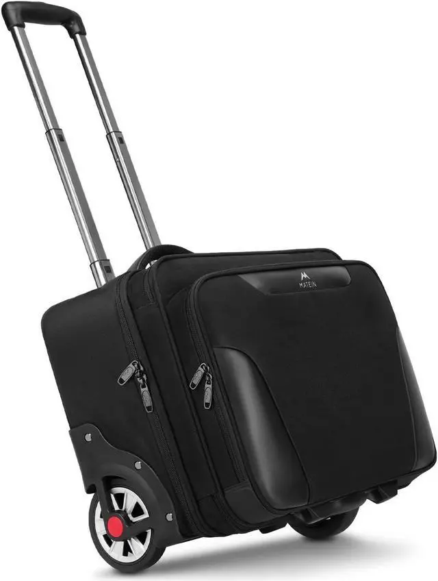 Main image of MATEIN Rolling Briefcase for Men, Large Rolling Laptop Bag with Big Wheels Fits 17.3 Inch Notebook for Travel Office Work, Water Resistant Roller Computer Case College Teacher Luggage Suitcase, Black