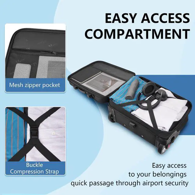 Alt view image 3 of 5 - MATEIN Rolling Briefcase for Men, Large Rolling Laptop Bag with Big Wheels Fits 17.3 Inch Notebook for Travel Office Work, Water Resistant Roller Computer Case College Teacher Luggage Suitcase, Black