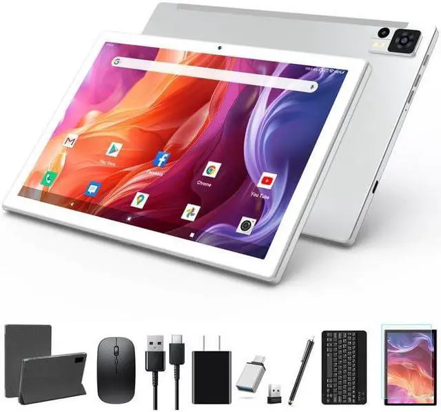 Main image of 2024 Latest 10.1 Inch Android 14 Tablets, Octa-Core Tablet, 64GB ROM+8(4+4)GB RAM/128GB Expand, 13MP+5MP Dual Camera, 5G WiFi, Bluetooth, FHD IPS Display, 2 in 1 Tablet with Keyboard, Case, Stylus