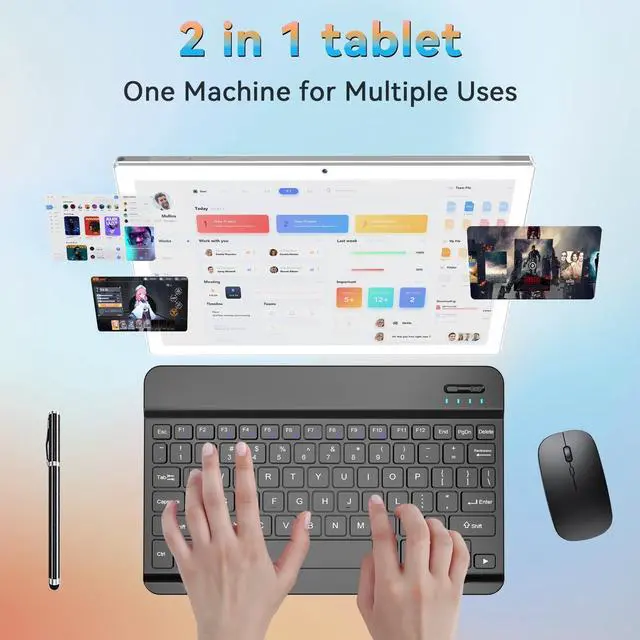 Alt view image 4 of 5 - 2024 Latest 10.1 Inch Android 14 Tablets, Octa-Core Tablet, 64GB ROM+8(4+4)GB RAM/128GB Expand, 13MP+5MP Dual Camera, 5G WiFi, Bluetooth, FHD IPS Display, 2 in 1 Tablet with Keyboard, Case, Stylus