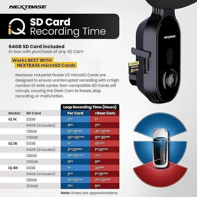 Alt view image 3 of 5 - Nextbase 256GB U3 Micro SD Card with Adapter for File Transfer - Compatible with NextBase 522GW and 622GW Dashcams - Full HD, 1440p and 4K Recording