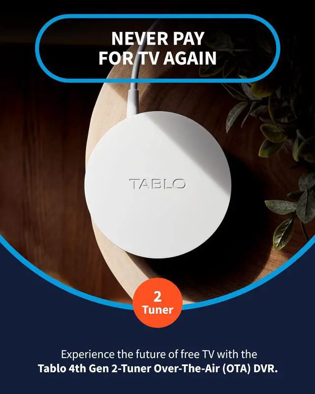 Alt view image 2 of 5 - Tablo 4th Gen 2-Tuner Over-The-Air (OTA) DVR - Watch, Pause & Record Live TV, News, Sports & Movies Throughout Your Home Over Wi-Fi - Pairs w/Any TV Antenna - 50+ Hrs Recording - No Subscriptions