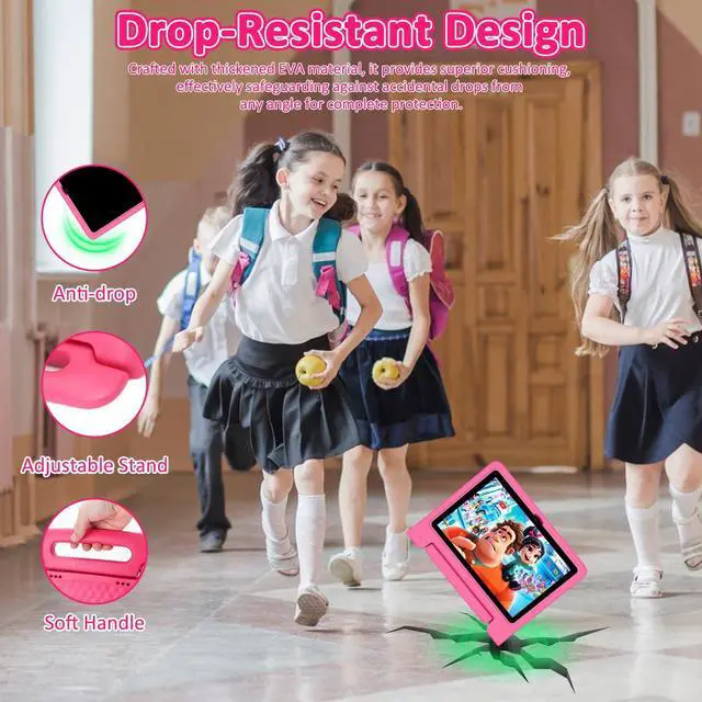 Alt view image 2 of 4 - NRKDUBQ Tablet for Kids, 10.1 inch IPS HD Touchscreen Android 14 64 GB Storage, 8GB RAM, Octa-Core Kids Tablet, Parental Controls, 12-hr Battery, WiFi, GPS - Pink