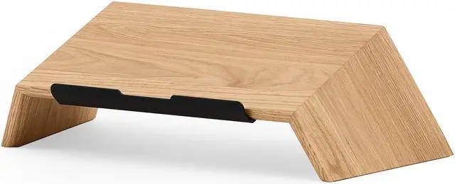 Alt view image 2 of 5 - Oakywood Wooden Slanted Laptop Stand for Desk  Convenient Laptop Riser & Holder for Desk  Ergonomic Laptop Desk Stand Wood  50x25x15cm  for 15-16" Laptops Oak