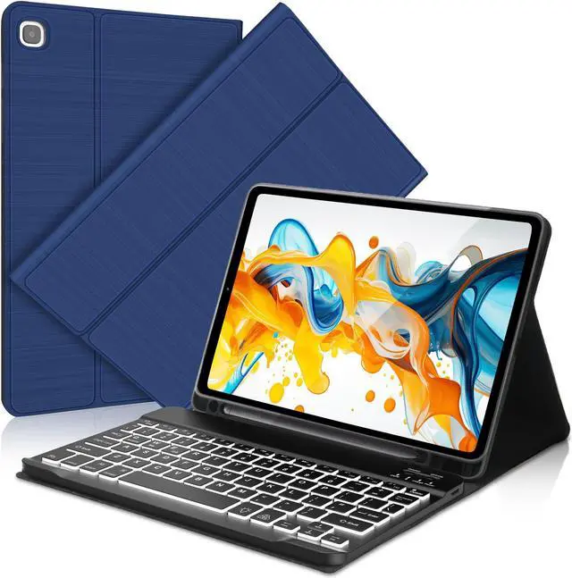 Main image of Keyboard Case for Samsung Galaxy Tab S6 Lite 10.4" Inch | 2024/2022/2020 Model (SM-P610/P613/P615/P619) | Soft TPU Protective Cover with S Pen Holder Detachable Keyboard with 7 Color Backlit