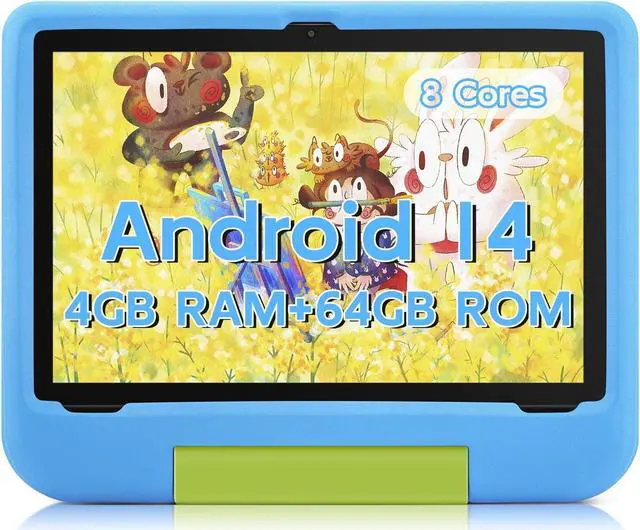 Main image of paitanry Kids Tablet 10 Inch - Android 14 Tablet for Kids, Octa-Core 8(4+4) GB+64GB, IPS HD Toddler Device, WiFi 6, Dual Camera, GMS, Parental Control Mode (Blue EVA Case)