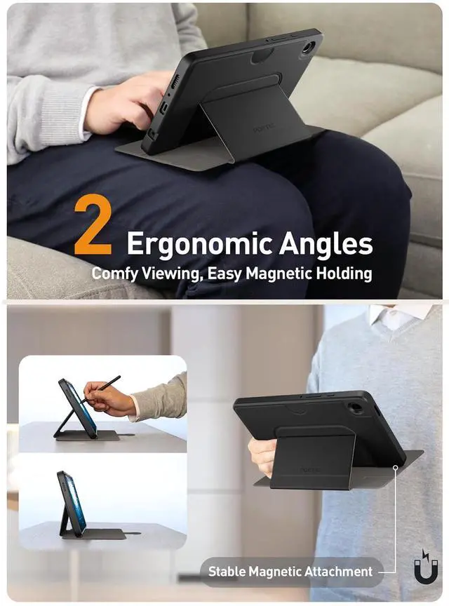 Alt view image 2 of 5 - Poetic Explorer Magnetic for Samsung Galaxy Tab A9 (2023) Stand Folio Cover, Super Strong Magnetic Fidget Mount for Galaxy A9 Tablet, Black