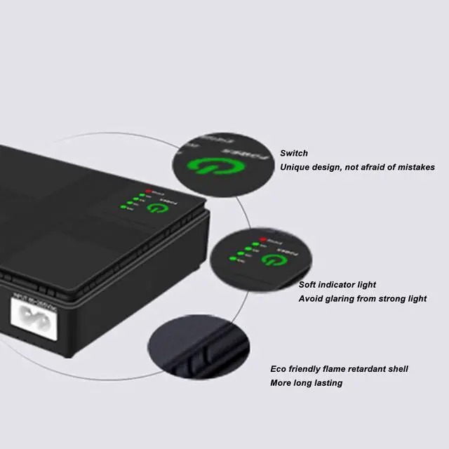 Alt view image 3 of 5 - Mini UPS Battery Backup 10400mAh, Input Options, Wide Output Methods, Multi Intelligent, for Router, Security Camera, Smartphone, etc. (US Plug)