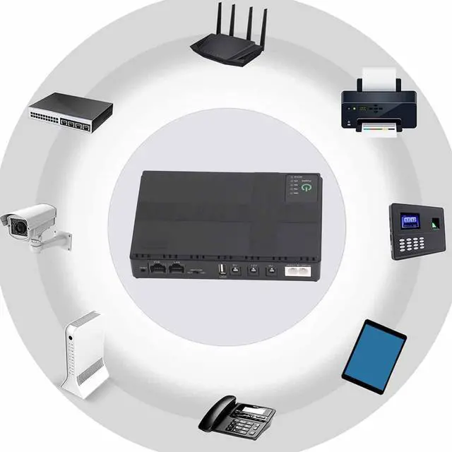 Alt view image 4 of 5 - Mini UPS Battery Backup 10400mAh, Input Options, Wide Output Methods, Multi Intelligent, for Router, Security Camera, Smartphone, etc. (US Plug)